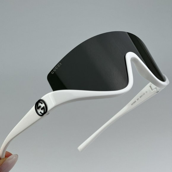 Gucci GG1650S 007 BRAND NEW Sunglasses White Grey Unisex Shield Mask - Picture 1 of 9